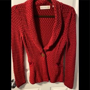 Cardinal red blazer/cardigan - fall 23’s biggest hue!